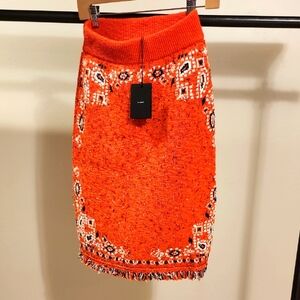 Alanui Chanel Orange Textured Women's Skirt